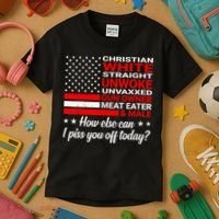 Christian White Straight Unwoke Unvaxxed Gun Owner Kids T-Shirt thumb 3