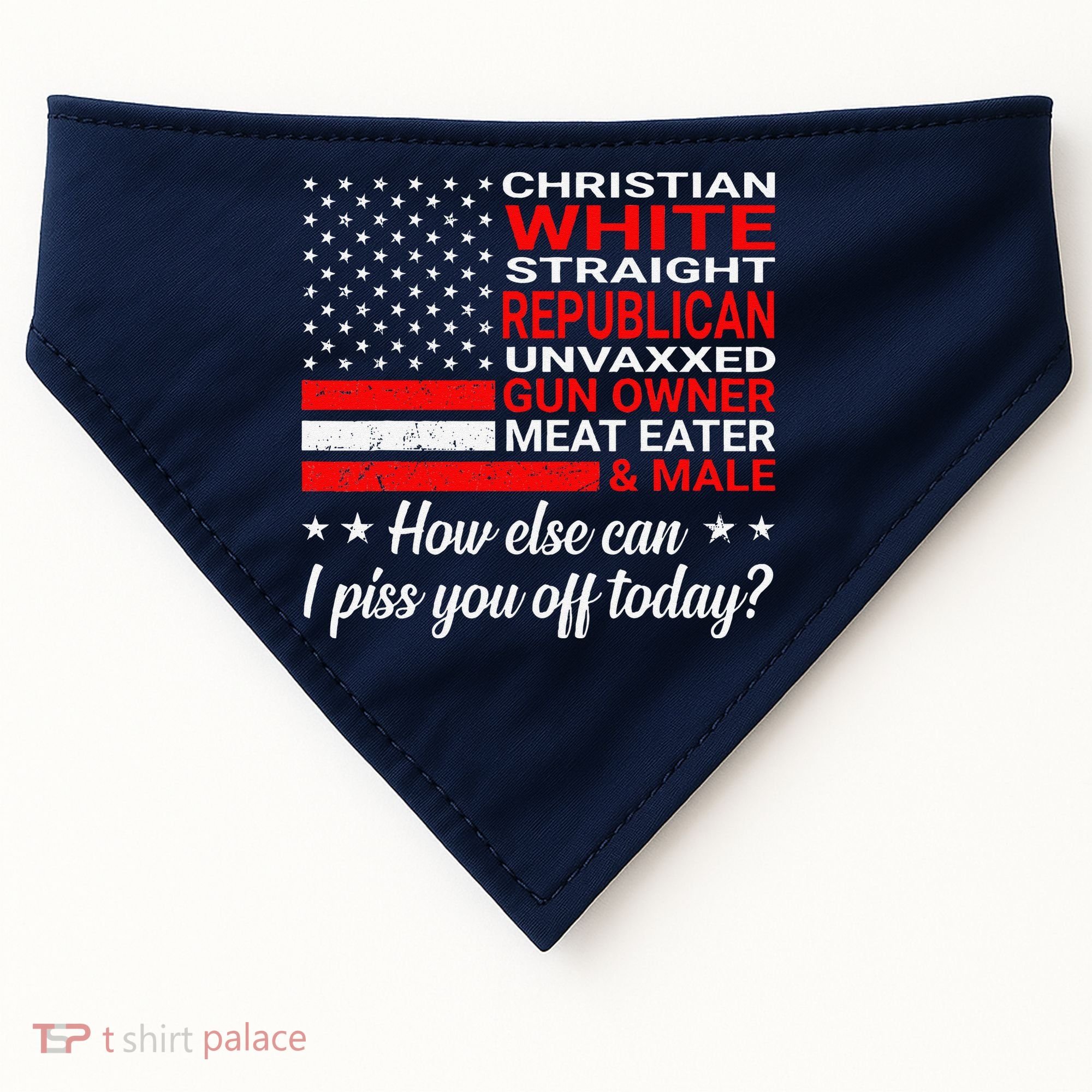 Christian White Straight Republican Unvaxxed Gun Owner USA-Made Doggie Bandana