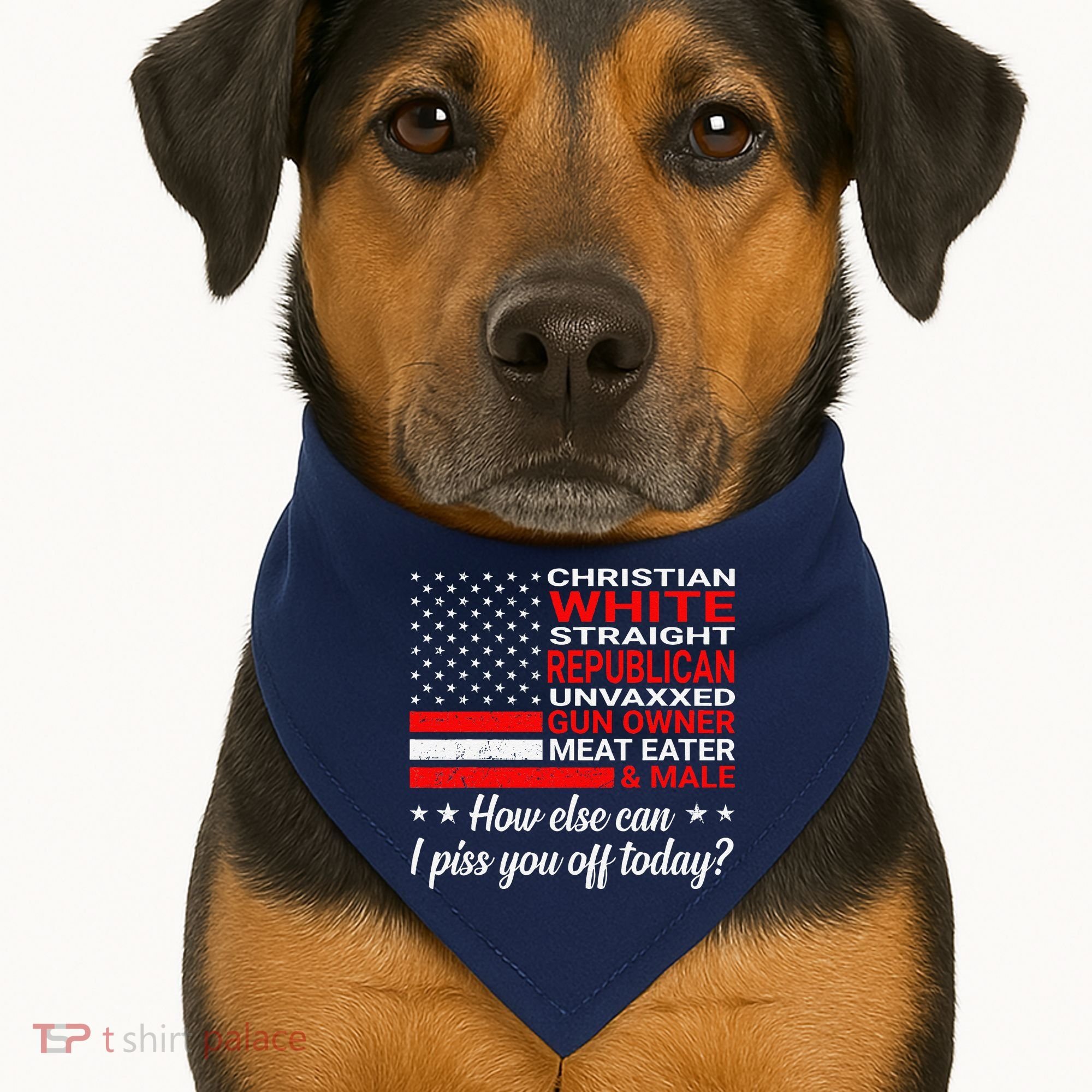 Christian White Straight Republican Unvaxxed Gun Owner USA-Made Doggie Bandana
