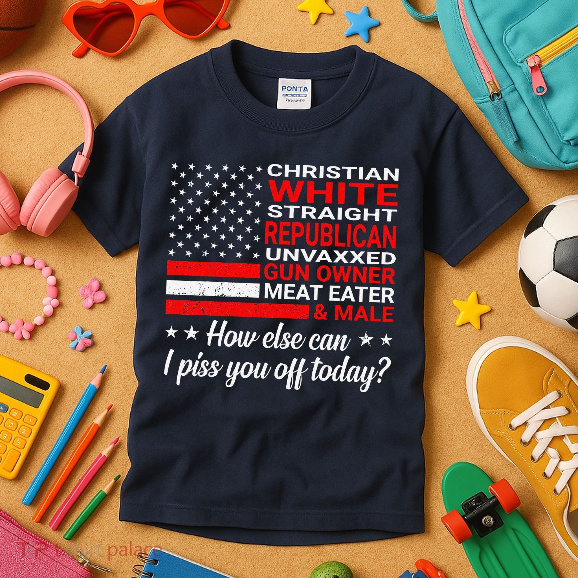 Christian White Straight Republican Unvaxxed Gun Owner Kids T-Shirt