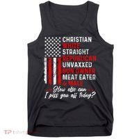 Christian White Straight Republican Unvaxxed Gun Owner Meat Tank Top thumb 0