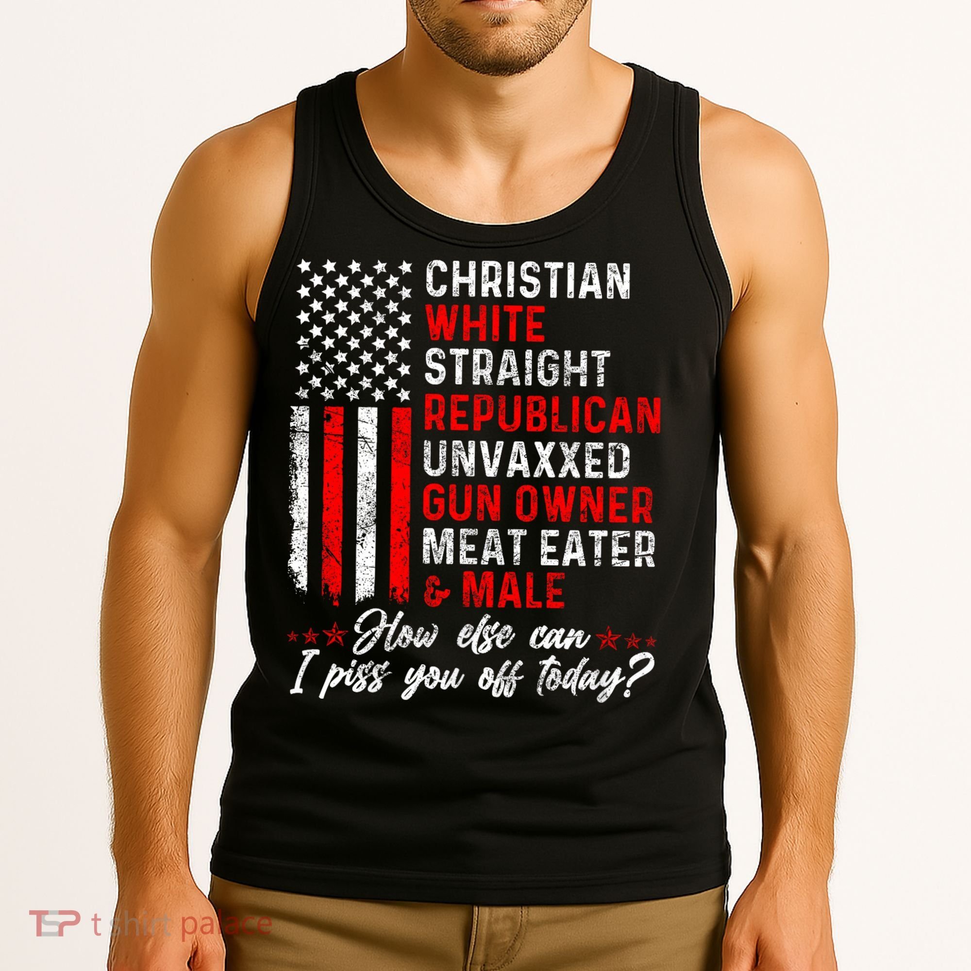 Christian White Straight Republican Unvaxxed Gun Owner Meat Tank Top