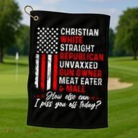 Christian White Straight Republican Unvaxxed Gun Owner Meat Golf Towel thumb 1