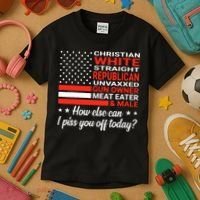 Christian White Straight Republican Unvaxxed Gun Owner Meat Kids T-Shirt thumb 3