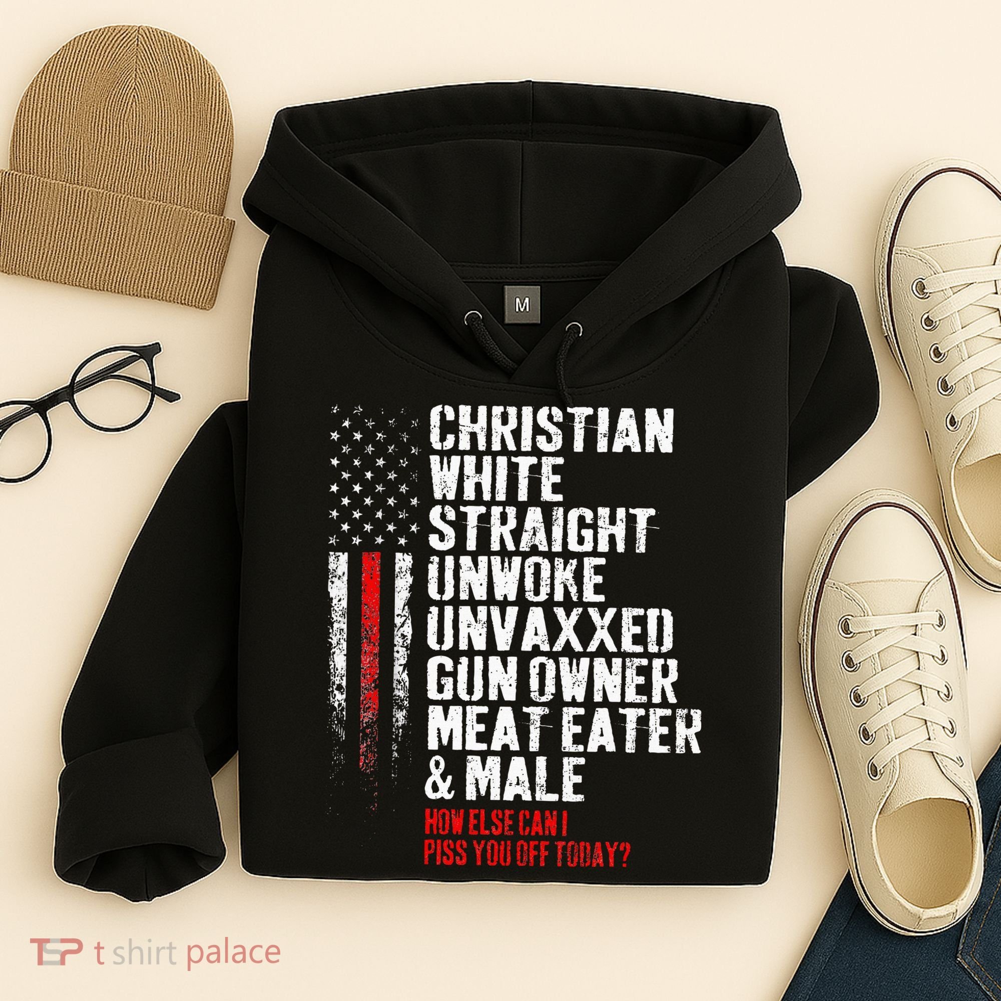 Christian White Straight Unwoke Unvaxxed Gun Owner Hoodie