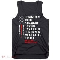 Christian White Straight Unwoke Unvaxxed Gun Owner Tank Top thumb 0