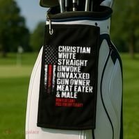 Christian White Straight Unwoke Unvaxxed Gun Owner Golf Towel thumb 2