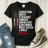 Christian White Straight Unwoke Unvaxxed Gun Owner Women's T-Shirt thumb 3