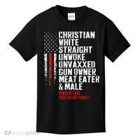 Christian White Straight Unwoke Unvaxxed Gun Owner Kids T-Shirt thumb 0