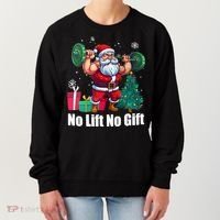 Christmas Workout Santa Claus No Lift No Gift Women's Sweatshirt thumb 0