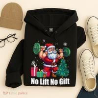 Christmas Workout Santa Claus No Lift No Gift Hoodie thumb 4