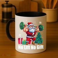 Christmas Workout Santa Claus No Lift No Gift Coffee Mug thumb 4