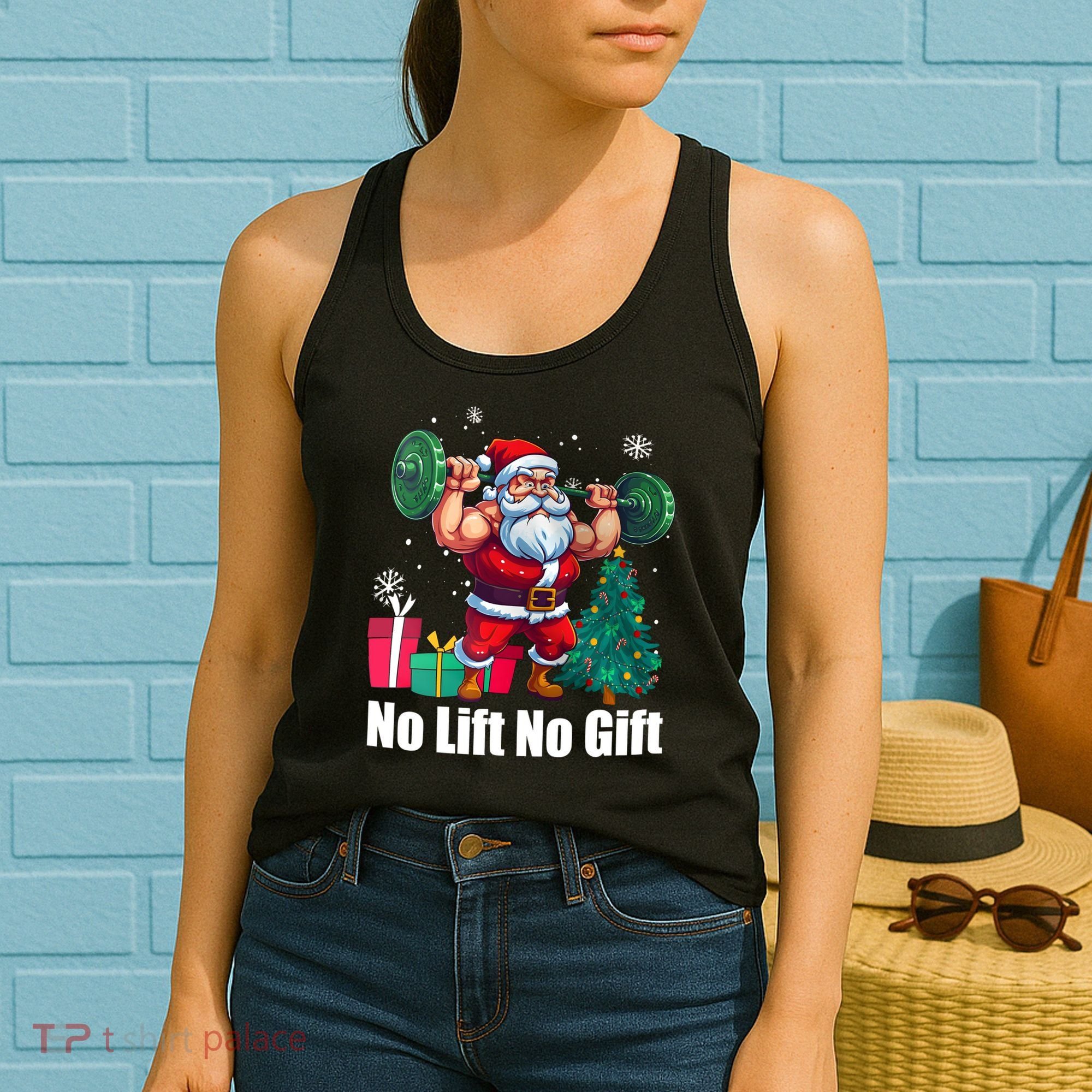 Christmas Workout Santa Claus No Lift No Gift Women's Tank Top