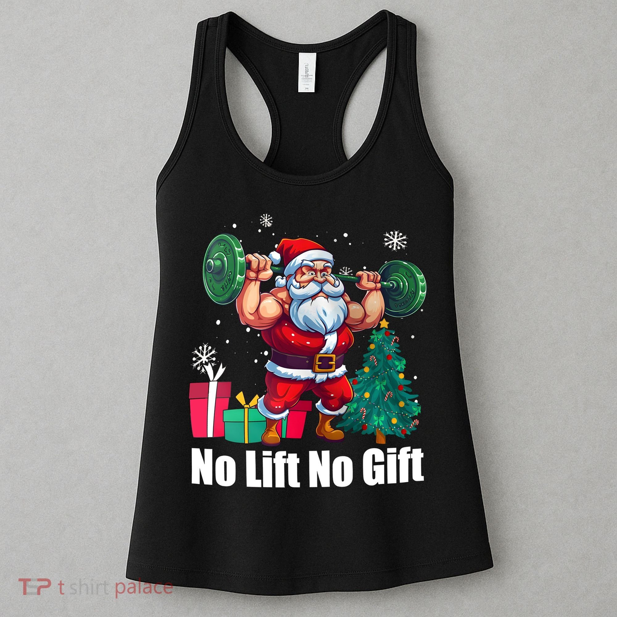 Christmas Workout Santa Claus No Lift No Gift Women's Tank Top