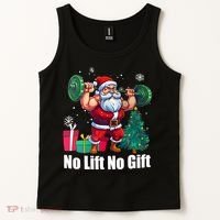 Christmas Workout Santa Claus No Lift No Gift Tank Top thumb 2