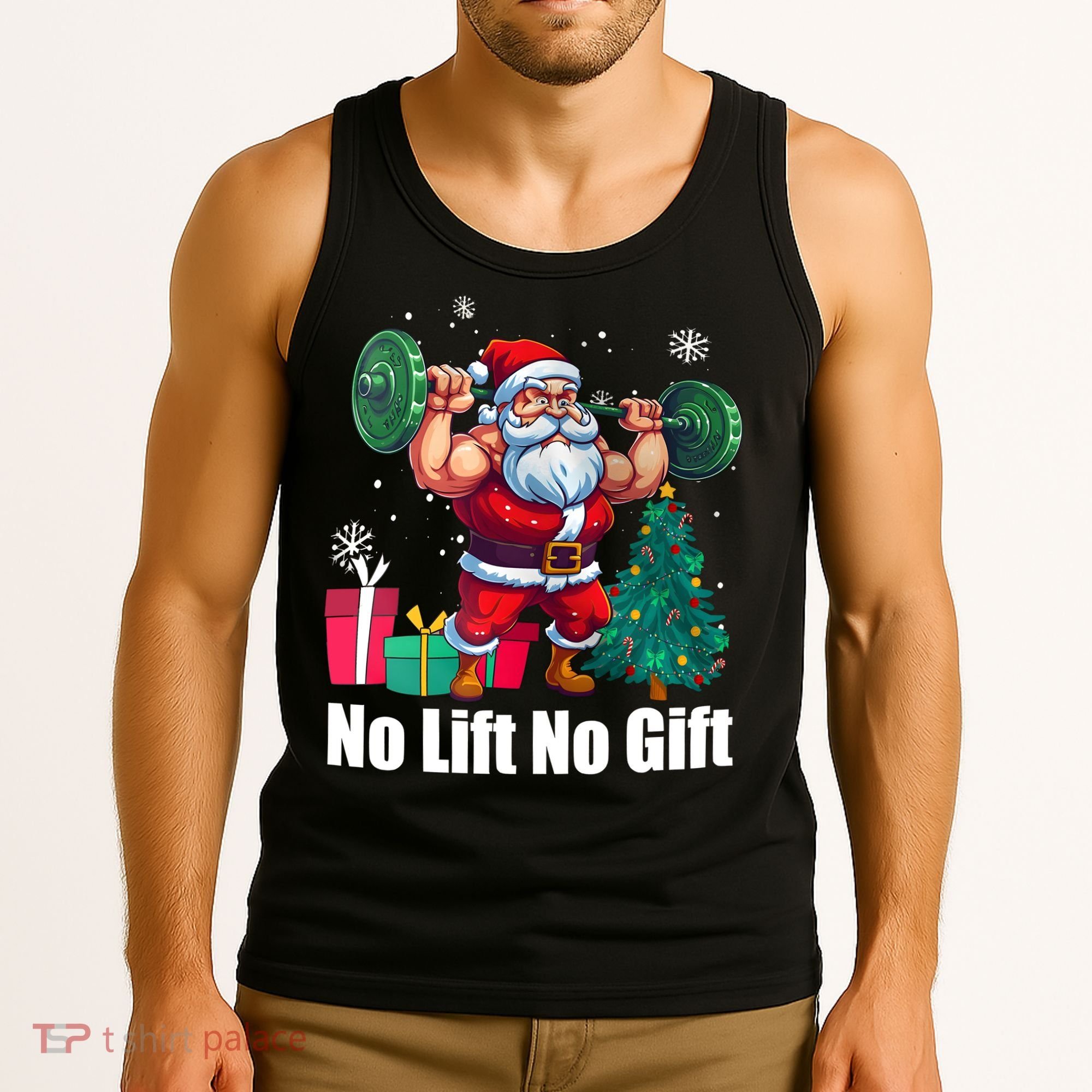 Christmas Workout Santa Claus No Lift No Gift Tank Top