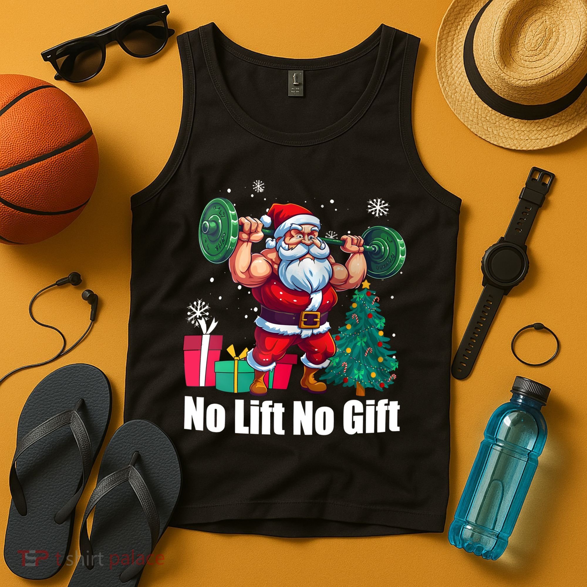 Christmas Workout Santa Claus No Lift No Gift Tank Top