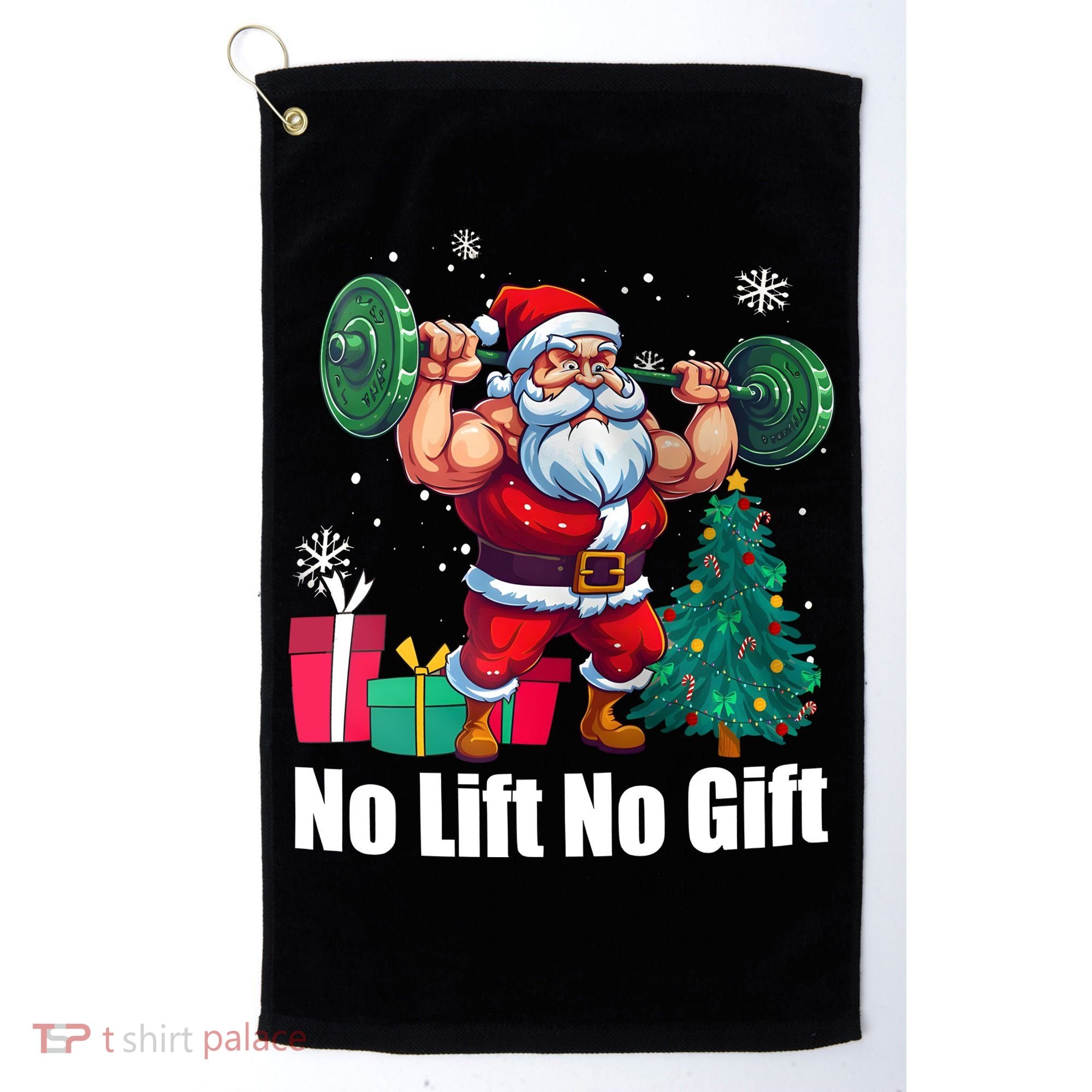 Christmas Workout Santa Claus No Lift No Gift Golf Towel