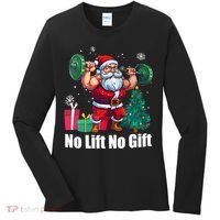 Christmas Workout Santa Claus No Lift No Gift Women's Long Sleeve Shirt thumb 0