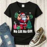 Christmas Workout Santa Claus No Lift No Gift Women's T-Shirt thumb 3