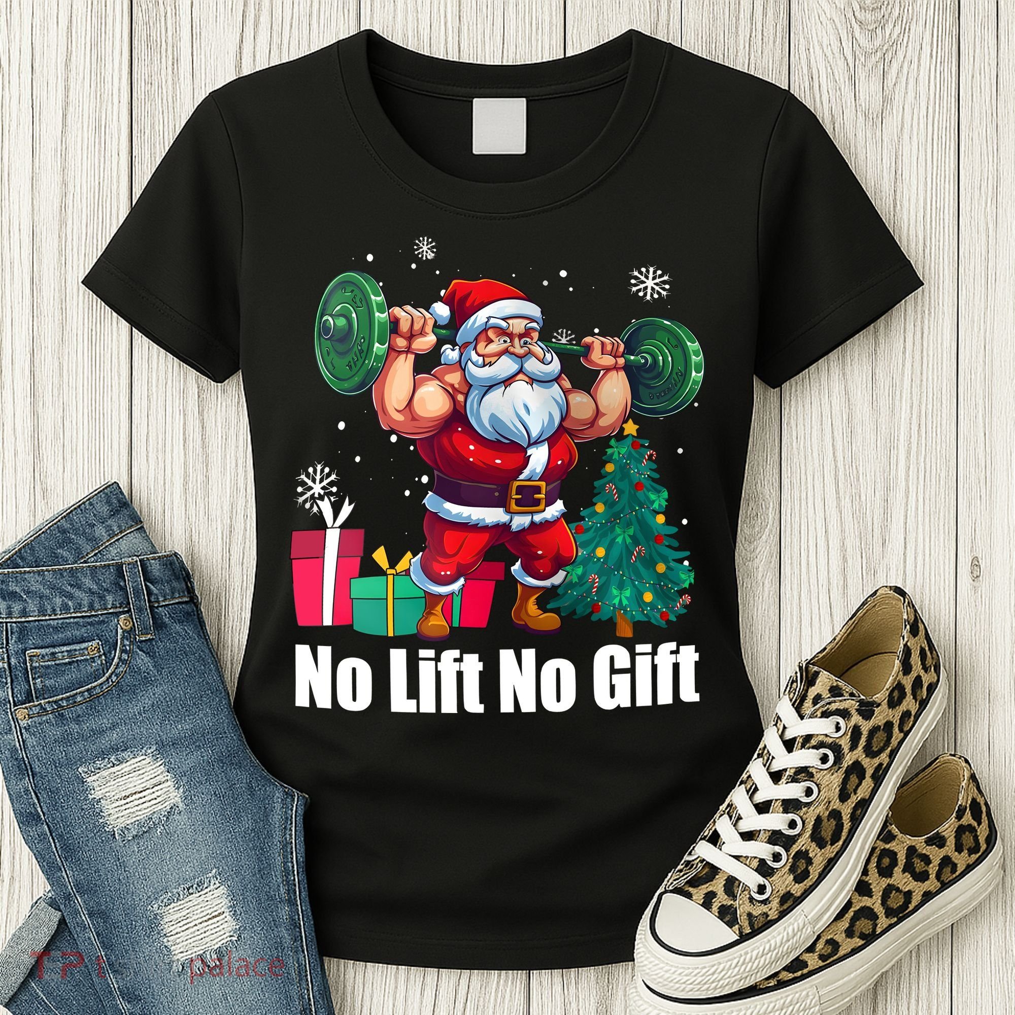 Christmas Workout Santa Claus No Lift No Gift Women's T-Shirt