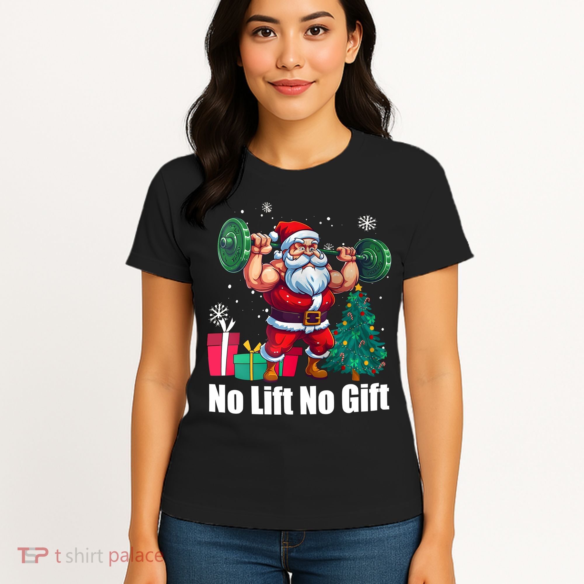 Christmas Workout Santa Claus No Lift No Gift Women's T-Shirt