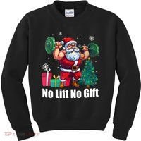 Christmas Workout Santa Claus No Lift No Gift Kids Sweatshirt thumb 0