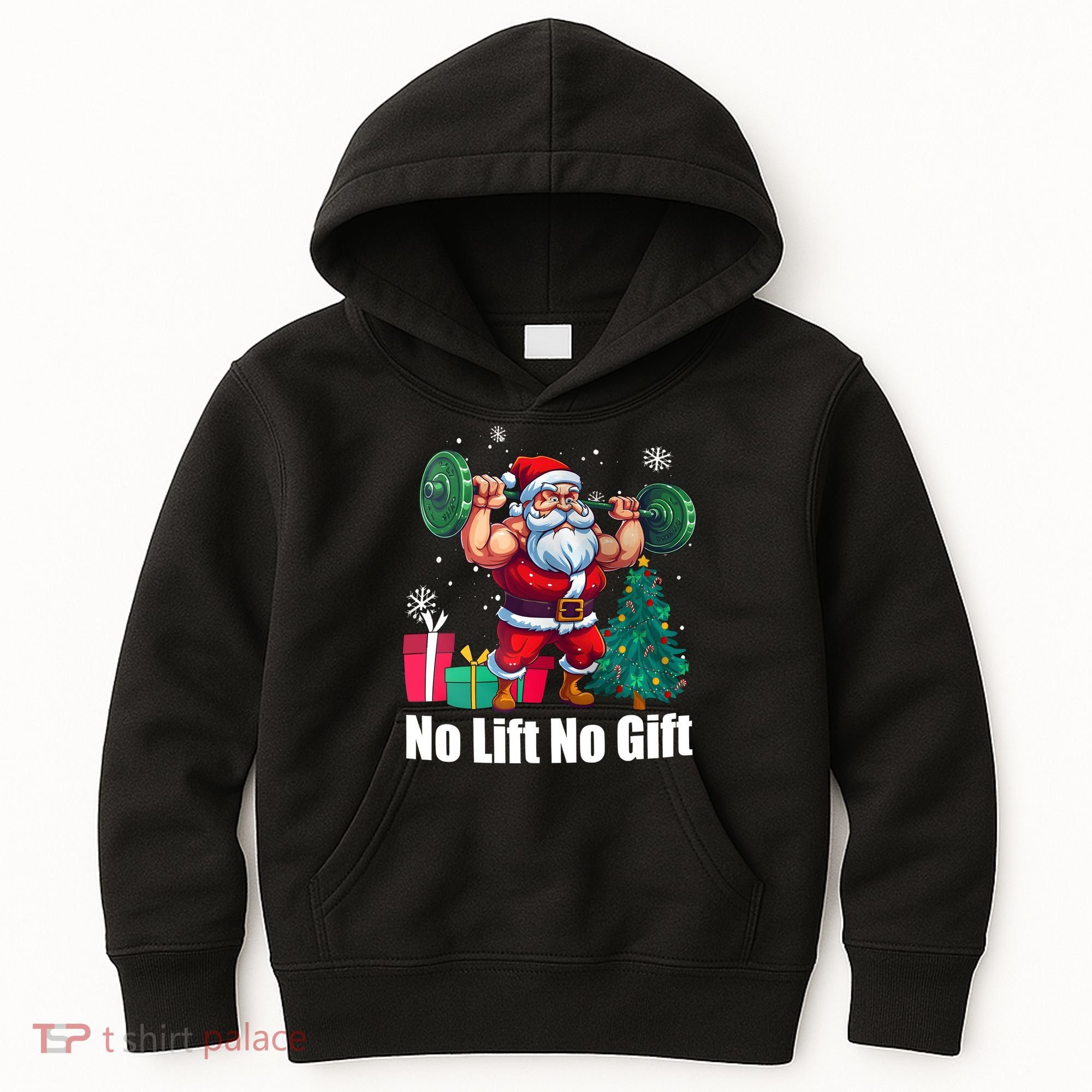 Christmas Workout Santa Claus No Lift No Gift Kids Hoodie
