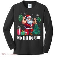 Christmas Workout Santa Claus No Lift No Gift Kids Long Sleeve Shirt thumb 0
