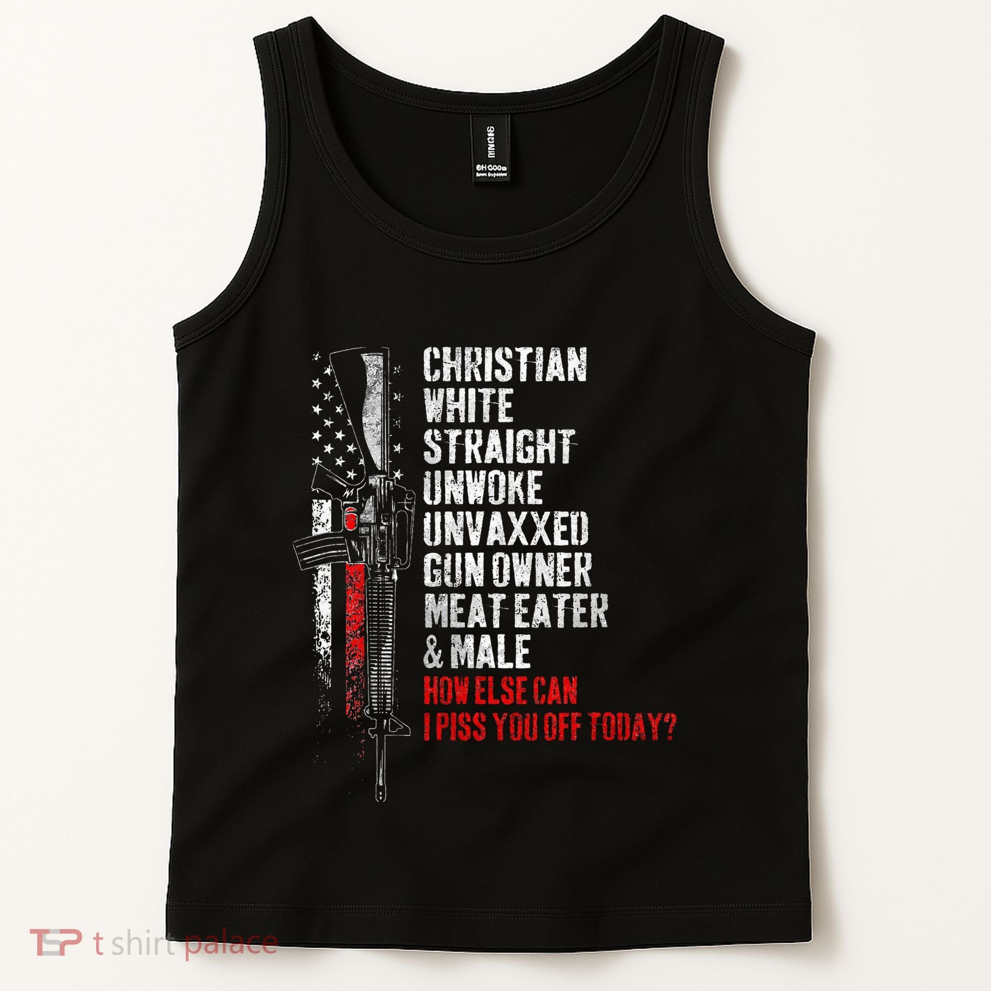 Christian White Straight Unwoke Unvaxxed Gun Owner Tank Top