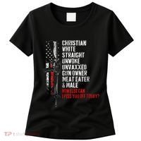 Christian White Straight Unwoke Unvaxxed Gun Owner Women's T-Shirt thumb 0
