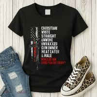 Christian White Straight Unwoke Unvaxxed Gun Owner Women's T-Shirt thumb 3