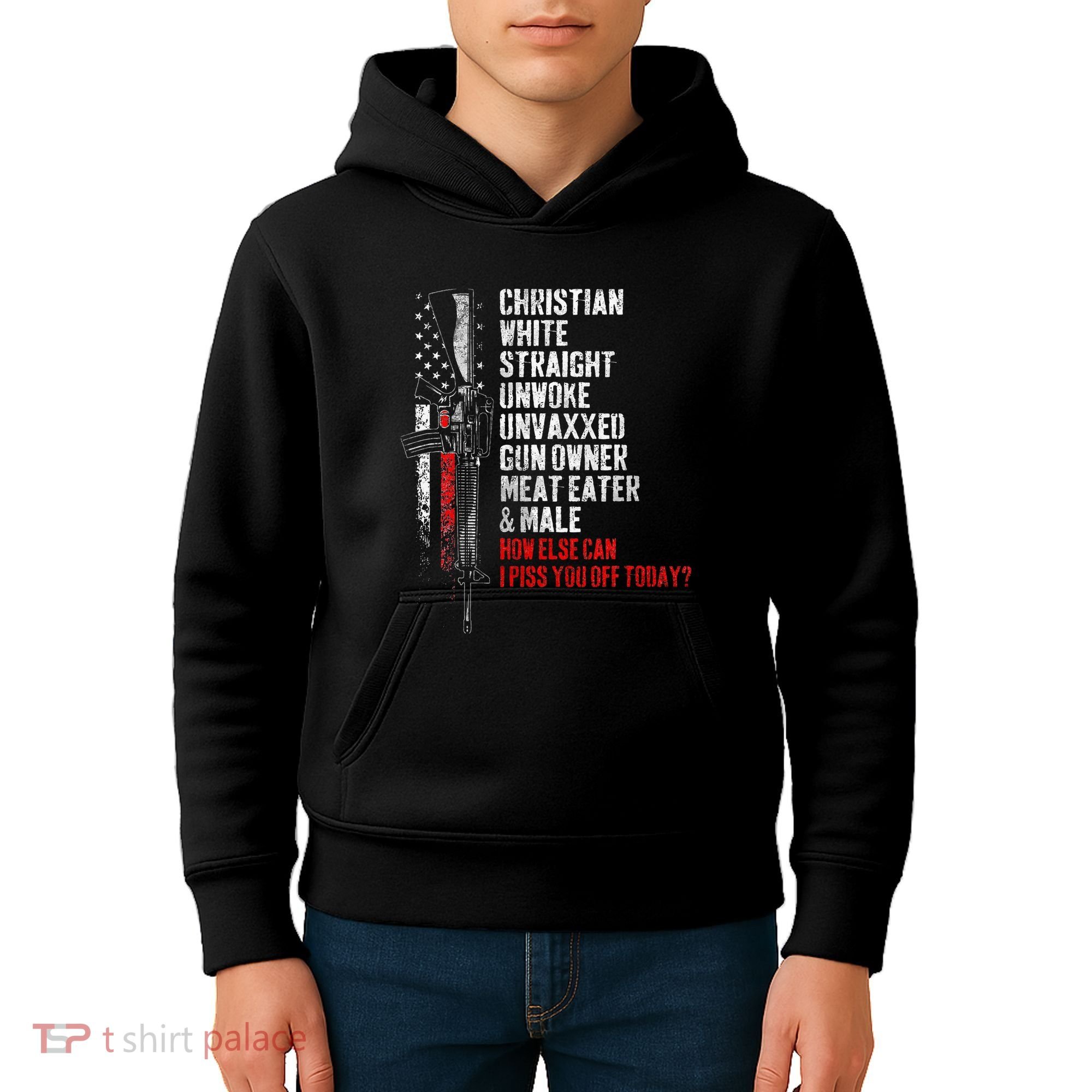 Christian White Straight Unwoke Unvaxxed Gun Owner Kids Hoodie
