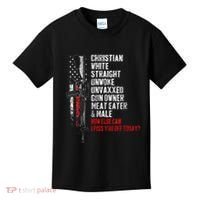 Christian White Straight Unwoke Unvaxxed Gun Owner Kids T-Shirt thumb 0
