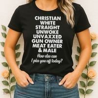 Christian White Straight Unwoke Unvaxxed Gun Owner Women's T-Shirt thumb 2