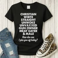 Christian White Straight Unwoke Unvaxxed Gun Owner Women's T-Shirt thumb 3