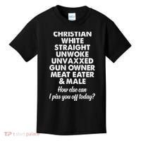 Christian White Straight Unwoke Unvaxxed Gun Owner Kids T-Shirt thumb 0
