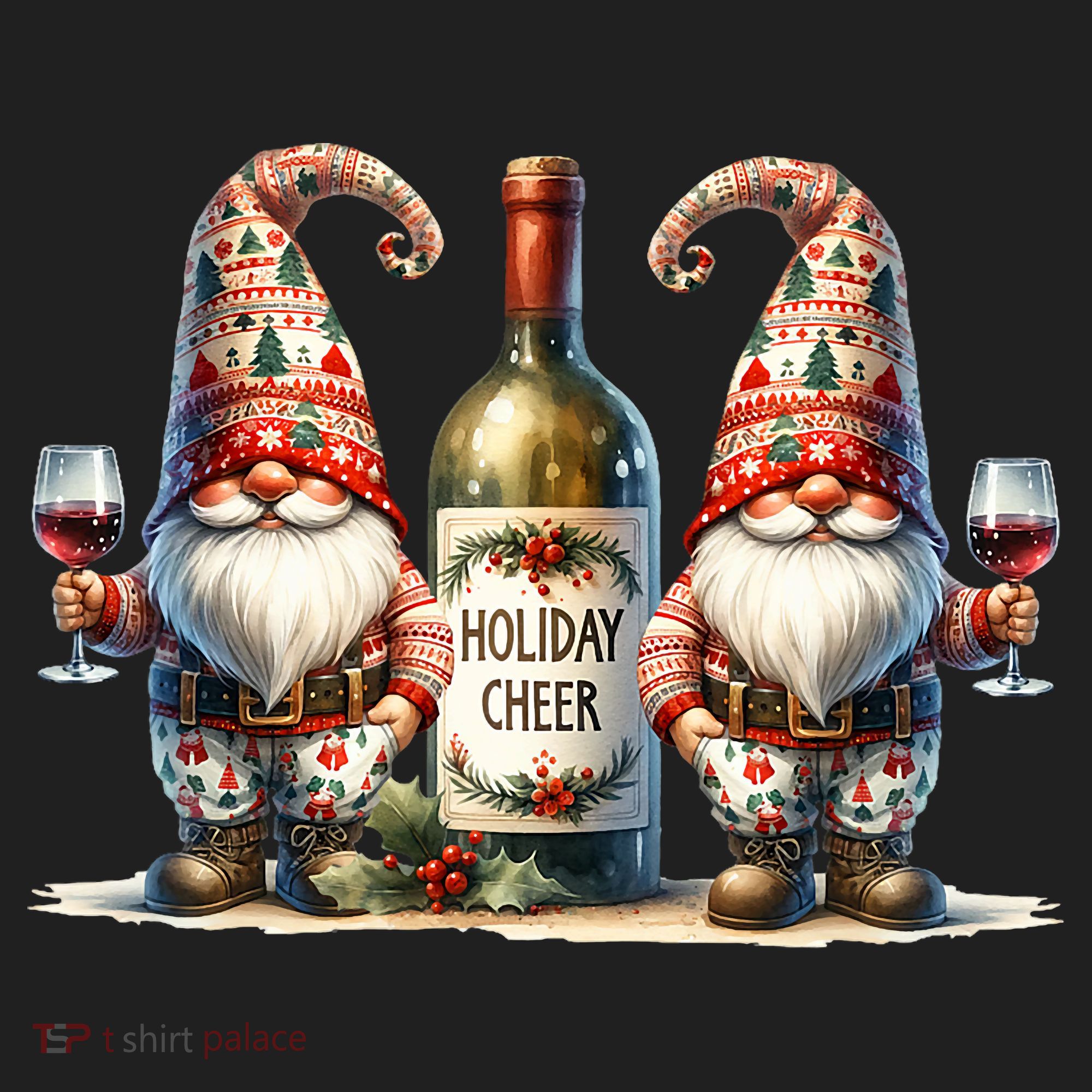 Christmas Wine Santa Gnomes For Xmas Holiday Cheer Women's Sweatshirt