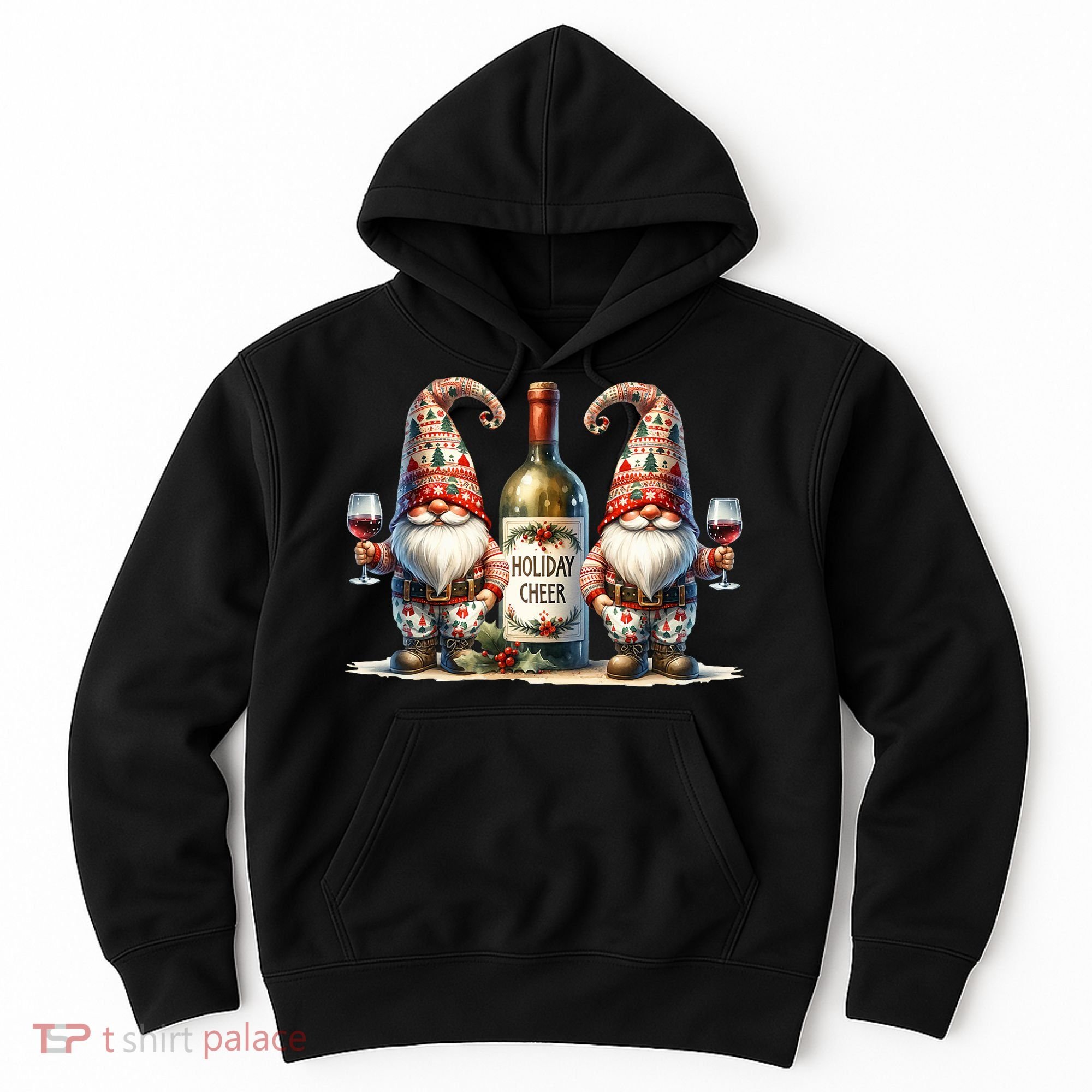 Christmas Wine Santa Gnomes For Xmas Holiday Cheer Hoodie