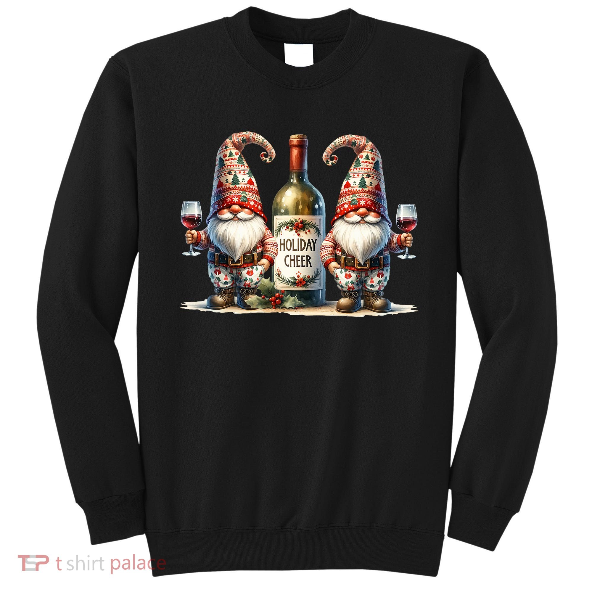 Christmas Wine Santa Gnomes For Xmas Holiday Cheer Sweatshirt