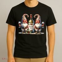Christmas Wine Santa Gnomes For Xmas Holiday Cheer T-Shirt thumb 3