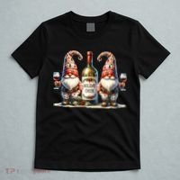 Christmas Wine Santa Gnomes For Xmas Holiday Cheer T-Shirt thumb 5