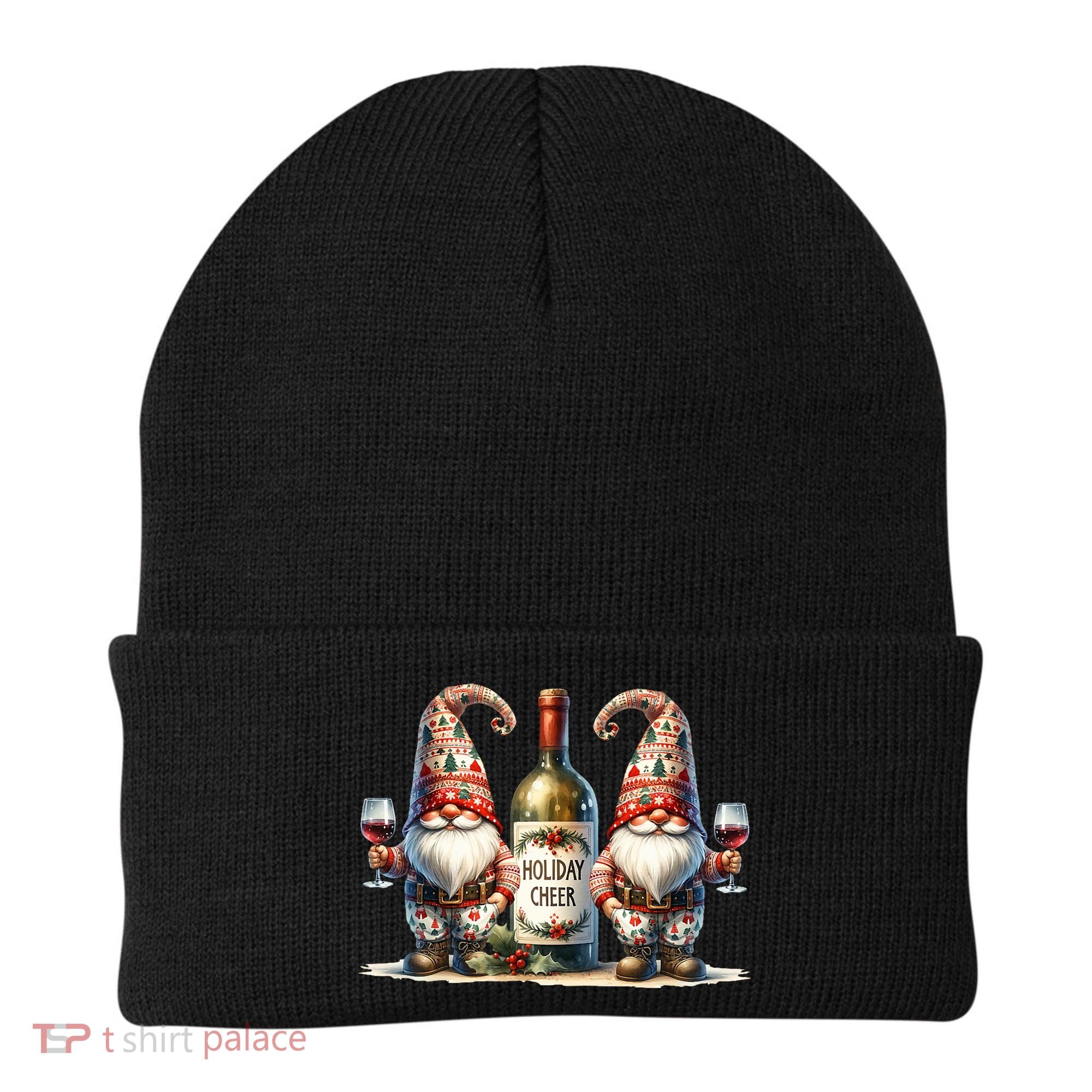 Christmas Wine Santa Gnomes For Xmas Holiday Cheer Beanie