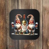 Christmas Wine Santa Gnomes For Xmas Holiday Cheer Coaster thumb 0