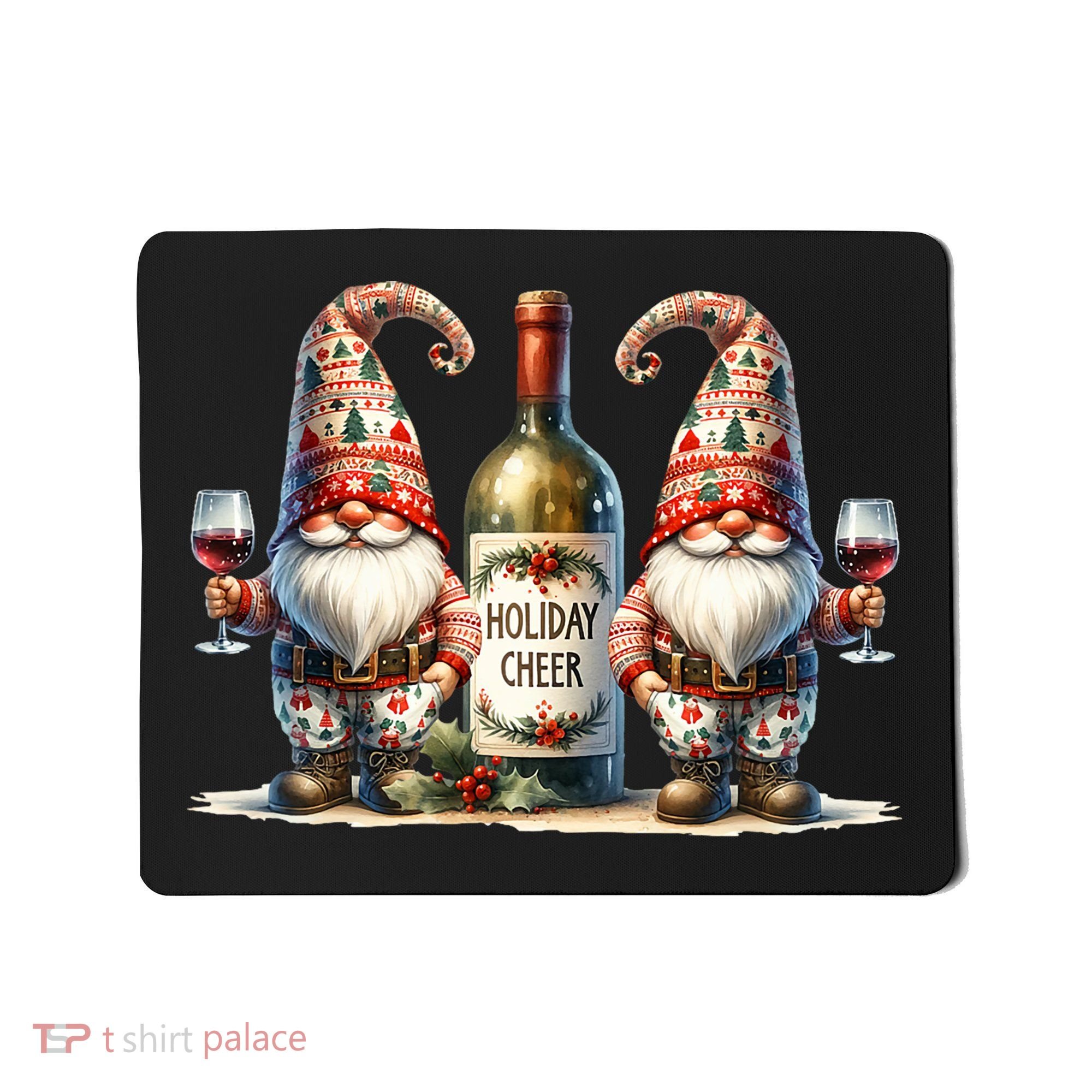 Christmas Wine Santa Gnomes For Xmas Holiday Cheer Mousepad