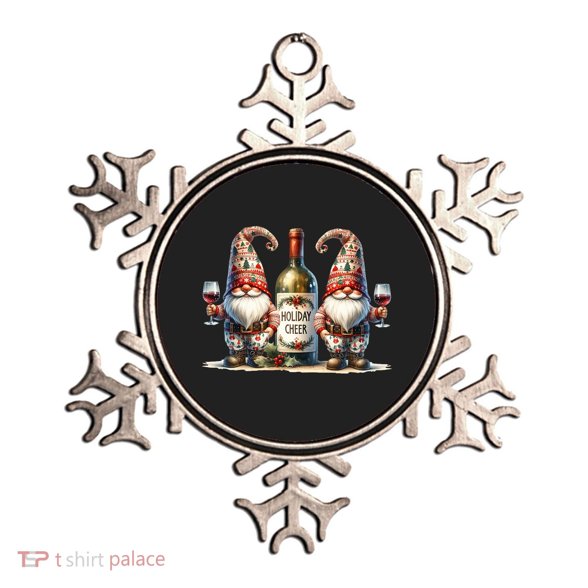 Christmas Wine Santa Gnomes For Xmas Holiday Cheer Ornament