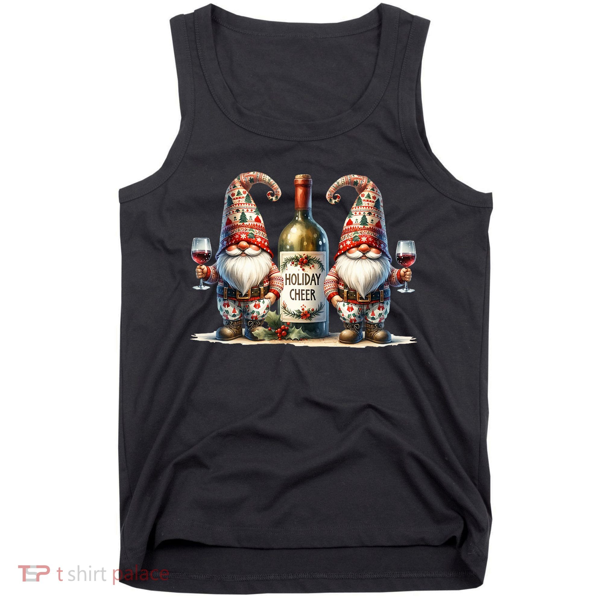 Christmas Wine Santa Gnomes For Xmas Holiday Cheer Tank Top