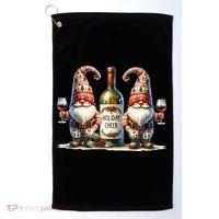 Christmas Wine Santa Gnomes For Xmas Holiday Cheer Golf Towel thumb 0