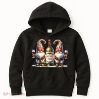 Christmas Wine Santa Gnomes For Xmas Holiday Cheer Kids Hoodie thumb 0