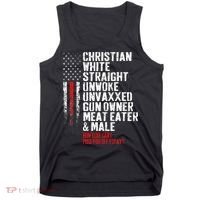 Christian White Straight Unwoke Unvaxxed Gun Owner Tank Top thumb 0